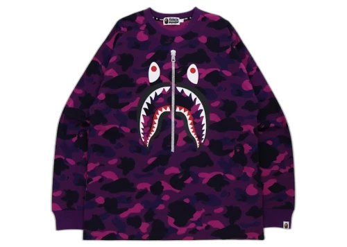 BAPE Color Camo Shark Relaxed Fit L/S Tee Purple