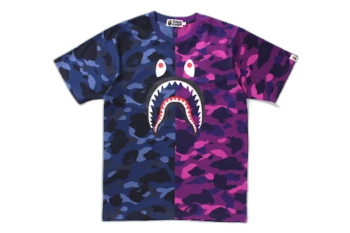 BAPE Color Camo Shark Tee Navy/Purple Camo