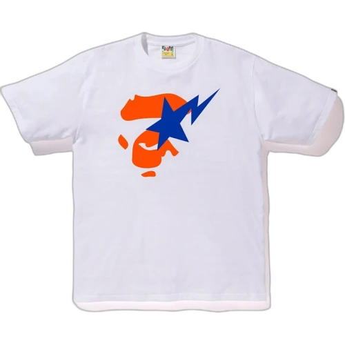 BAPE Colors Ape Face On Bapesta Tee White/Orange