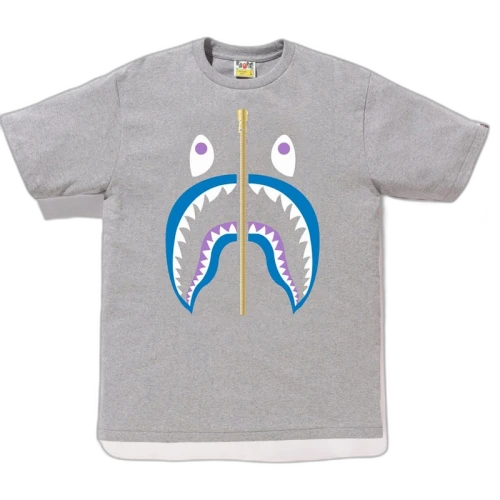 BAPE Colors Gold Zip Shark Tee (SS19) Grey