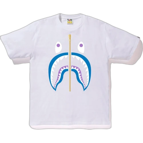 BAPE Colors Gold Zip Shark Tee (SS19) White
