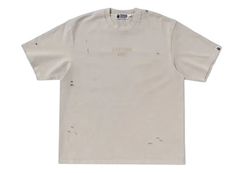 BAPE Damaged Garment Dyed Relaxed Fit Tee Ivory