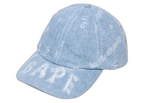 BAPE Denim Distressed Logo Cap Light Indigo