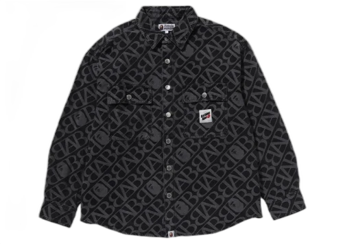 BAPE Denim Monogram Metal One Point Shirt Black