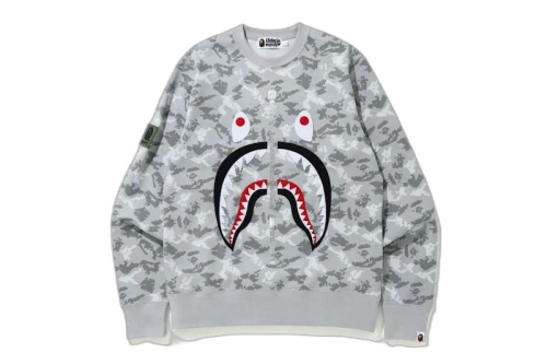 BAPE Digital Camo Shark Crewneck Gray