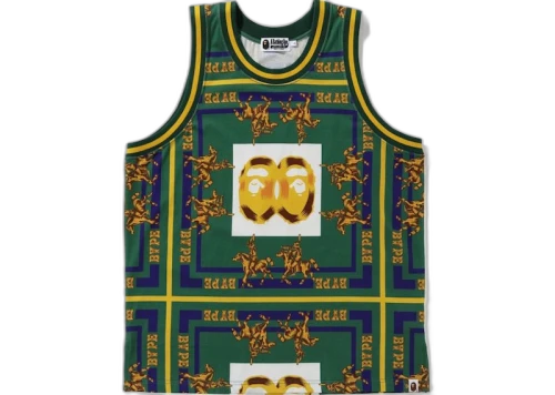 BAPE Double Ape Head Basketball Tank Top Green