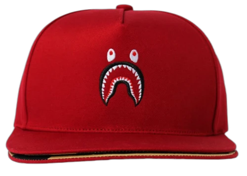 BAPE Double Visor Shark Snapback Cap Red