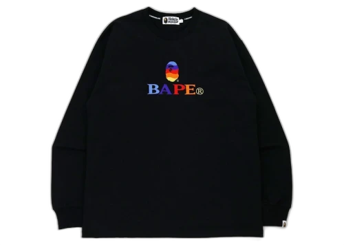 BAPE Embroidery Relaxed Fit L/S Tee Black