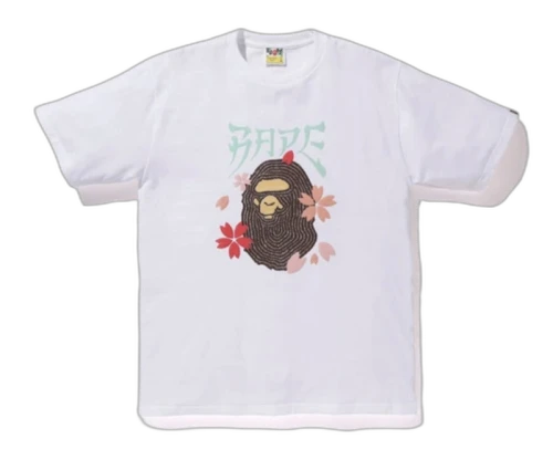 BAPE Embroidery Style Sakura Ape Head Tee White