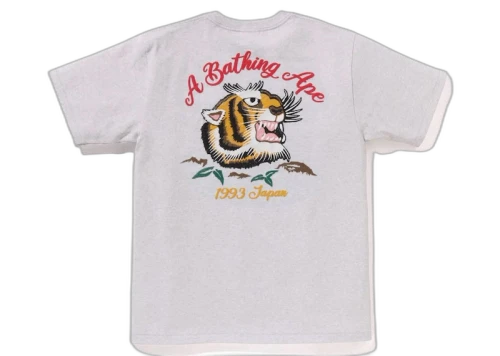 BAPE Embroidery Style Souvenir Logo Tee Grey