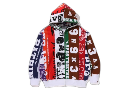 BAPE Fans Scarf Full Zip Hoodie Multicolor