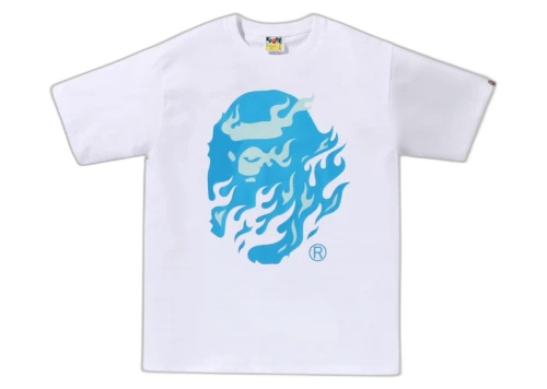 BAPE Flame Ape Head Tee White/Blue