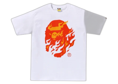BAPE Flame Ape Head Tee White/Red