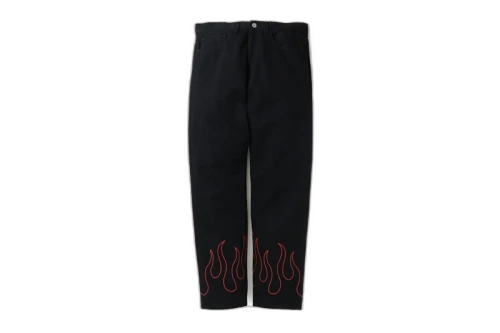 BAPE Flame Denim Pants Black