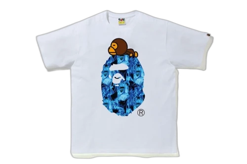 BAPE Flame Milo On Big Ape T-Shirt White/Blue