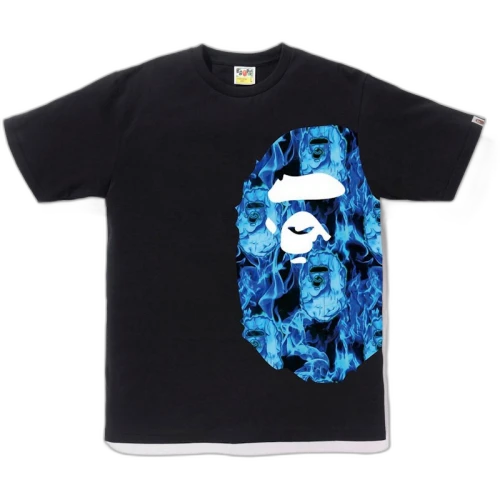 BAPE Flame Side Big Ape Head Tee Black/Blue