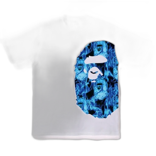 BAPE Flame Side Big Ape Head Tee White/Blue