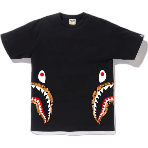 BAPE Flame Side Shark Tee Black/Orange