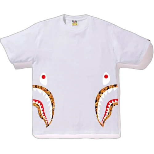 BAPE Flame Side Shark Tee White/Orange