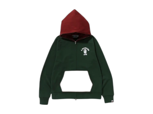 BAPE Full Zip College Hoodie Green/Red