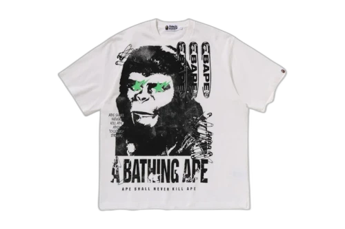 BAPE Garment Dye Multi Logo Relaxed Fit Tee White