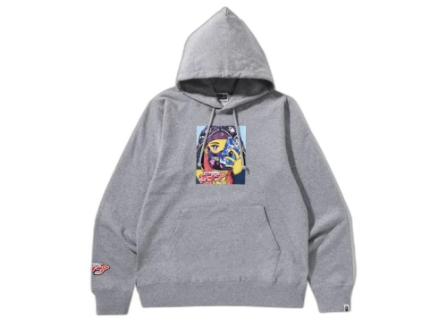 BAPE Girl Pullover Hoodie Gray