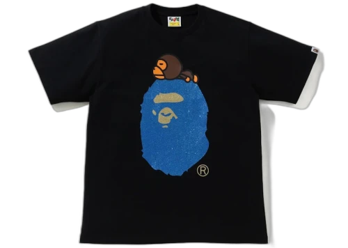 BAPE Glitter Milo on Big Ape Tee Black/Blue