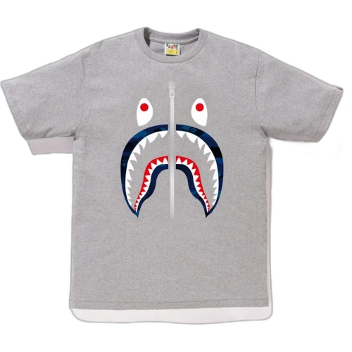 BAPE Gradation Camo Shark Tee Gray/Navy