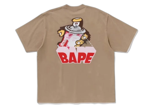 BAPE Graffiti BAPE Logo Relaxed Fit Tee Beige