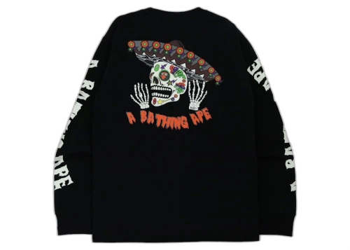 BAPE Halloween Skull Glow in the Dark Long Sleeve Tee Black