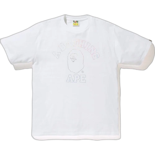 BAPE Hologram College Outline Tee White