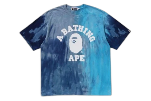 BAPE Ice Dye College Relaxed Fit Tee Blue
