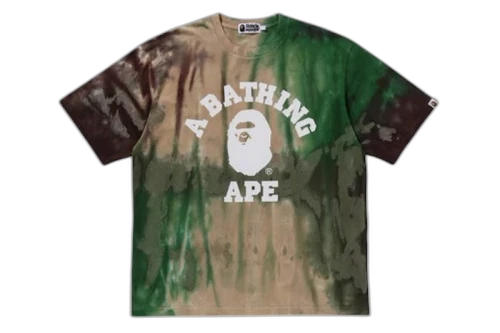 BAPE Ice Dye College Relaxed Fit Tee Green