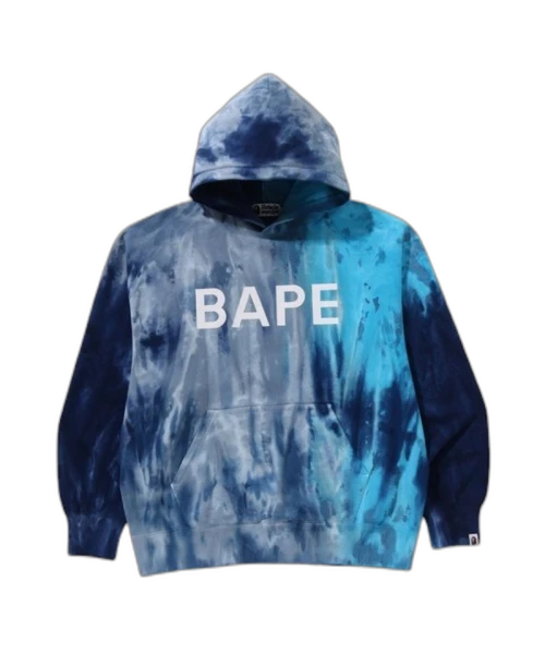 BAPE Ice Dye Relaxed Fit Pullover Hoodie Blue
