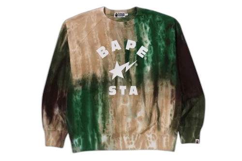 BAPE Ice Dye Sta College Relaxed Fit Crewneck Green