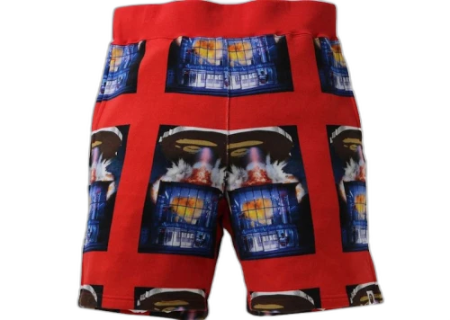 BAPE Invasion Sweat Shorts Red
