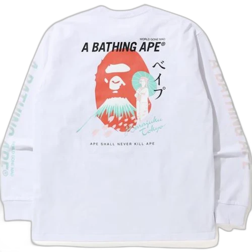 BAPE Japan Culture Souvenir Relaxed L/S Tee White