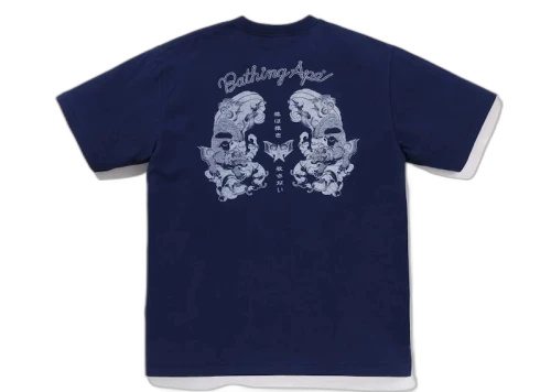 BAPE Japanese Tattoo Logo Tee Navy