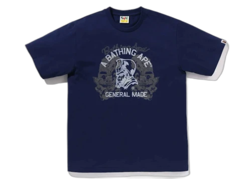 BAPE Japanese Tattoo On General Tee Navy