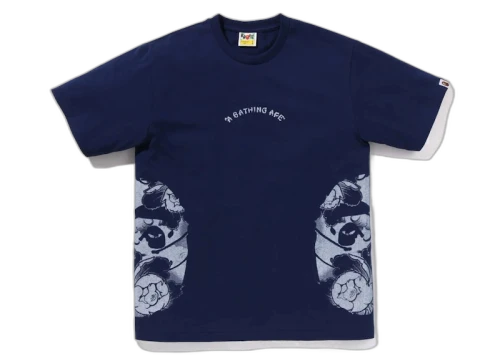 BAPE Japanese Tattoo Side Big Ape Head Tee Navy
