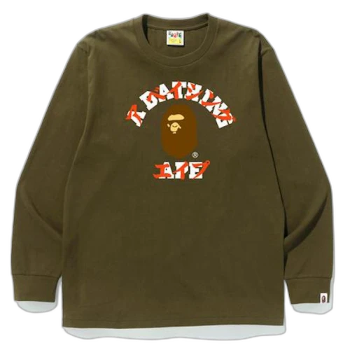 BAPE Katakana College L/S Tee Olivedrab