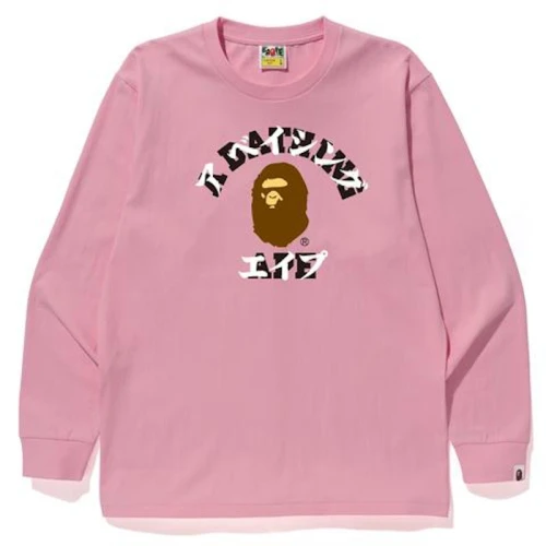 BAPE Katakana College L/S Tee Pink