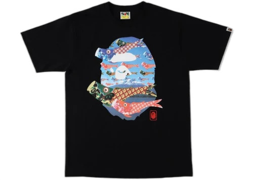 BAPE Koinobori Carp Flags Ape Head Tee Black
