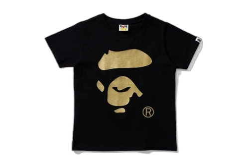 BAPE Ladies Glitter Ape Face Tee Black/Gold