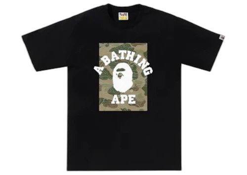 BAPE Layered Line Camo On College Tee Black/Beige