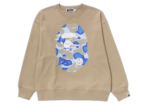 BAPE Liquid Camo Ape Head Relaxed Fit Crewneck Beige