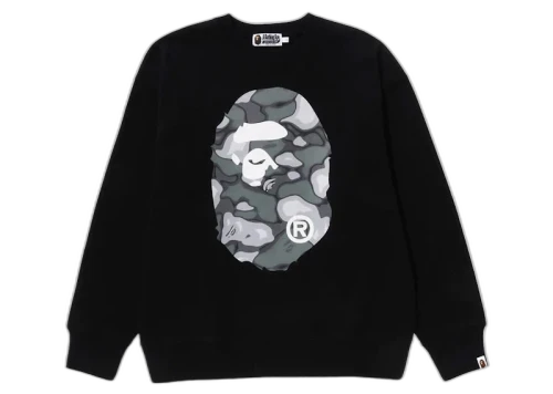 BAPE Liquid Camo Ape Head Relaxed Fit Crewneck Black
