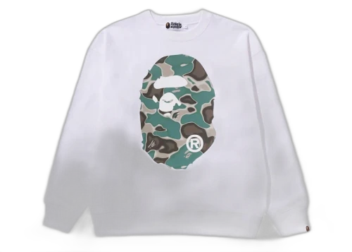 BAPE Liquid Camo Ape Head Relaxed Fit Crewneck White