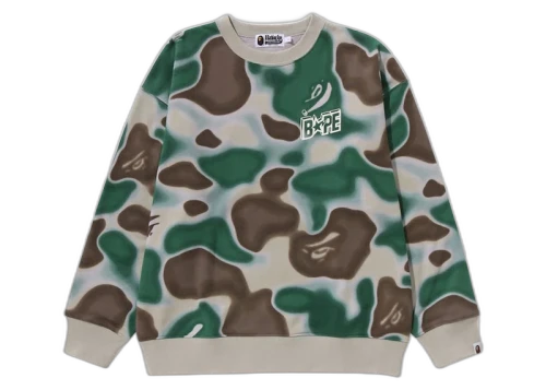 BAPE Liquid Camo Bape Sta Relaxed Fit Crewneck Olivedrab