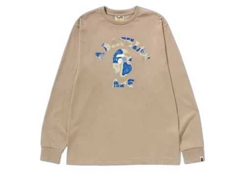BAPE Liquid Camo College L/S Tee Beige